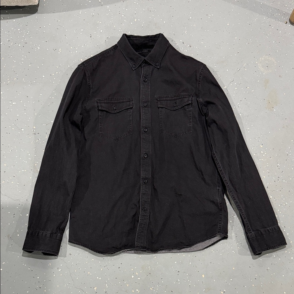 Banana Republic Black Long Sleeve Casual Button-Down Shirt
